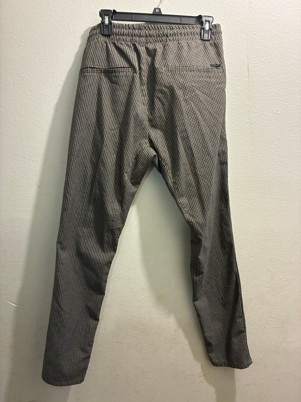 PacSun Mens Houndstooth Plaid Jogger Pants Tapered Drawstring Brown Black Size M